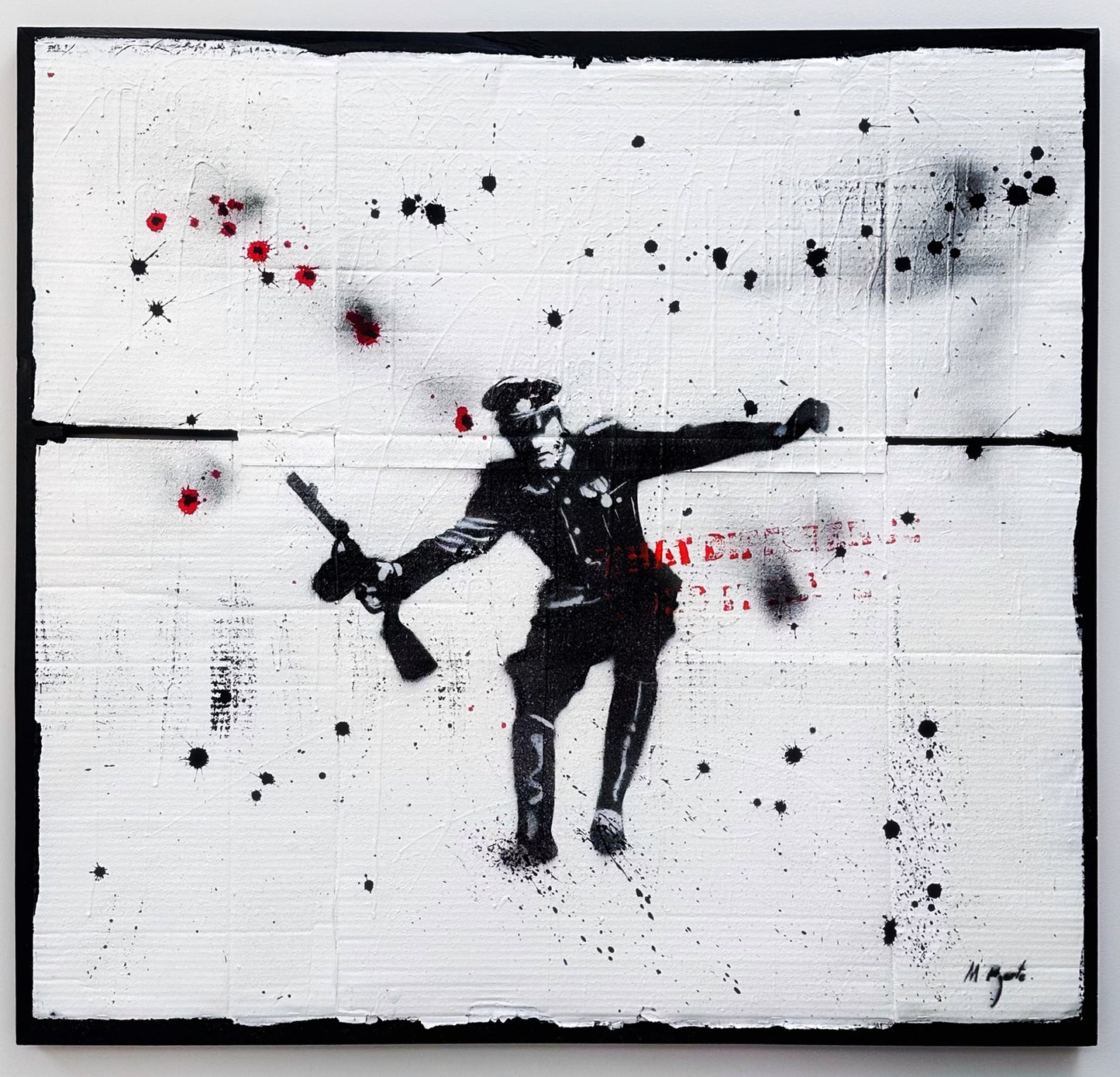 329 : Painting / Graphics, mixed media. Recycled / reused cardboard