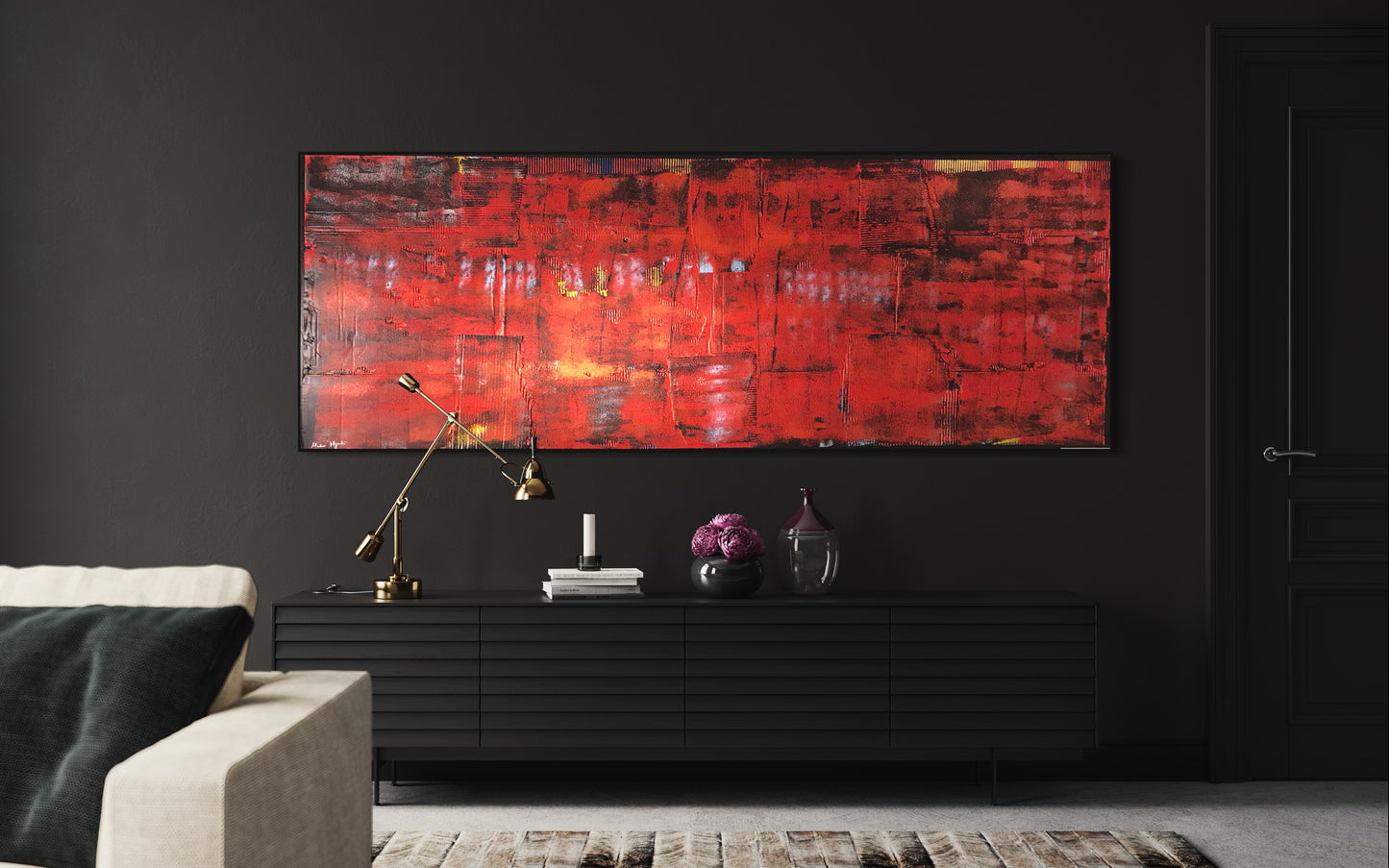 205 : Originalverk. Bildet er malt på resirkulert papp