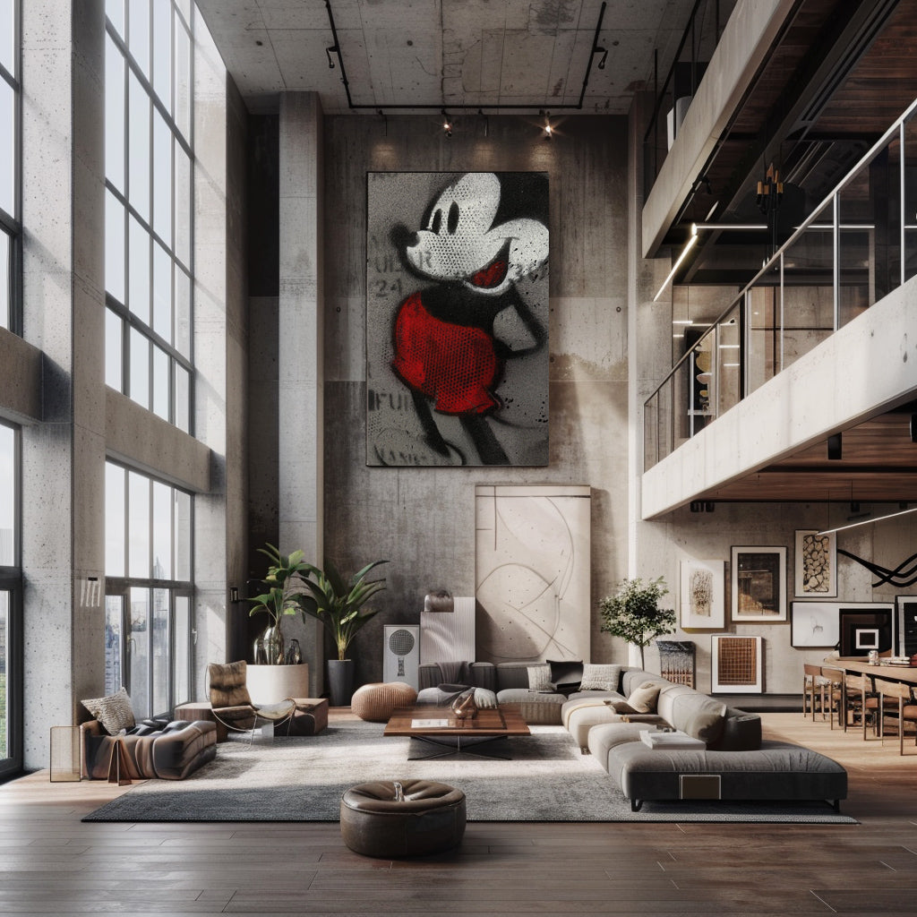 024 Mickey : X-large painting on cardboard and wood