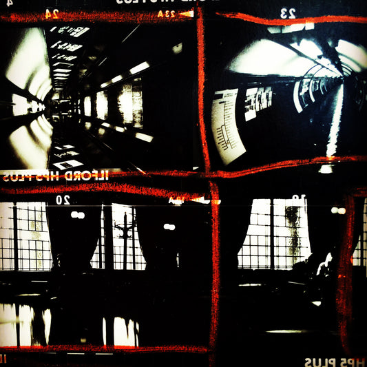 Photographic fragments layered into distortion