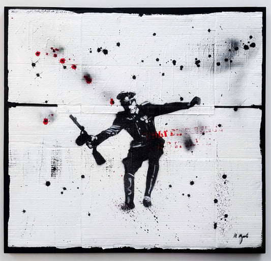 329 : Painting / Graphics, mixed media. Recycled / reused cardboard